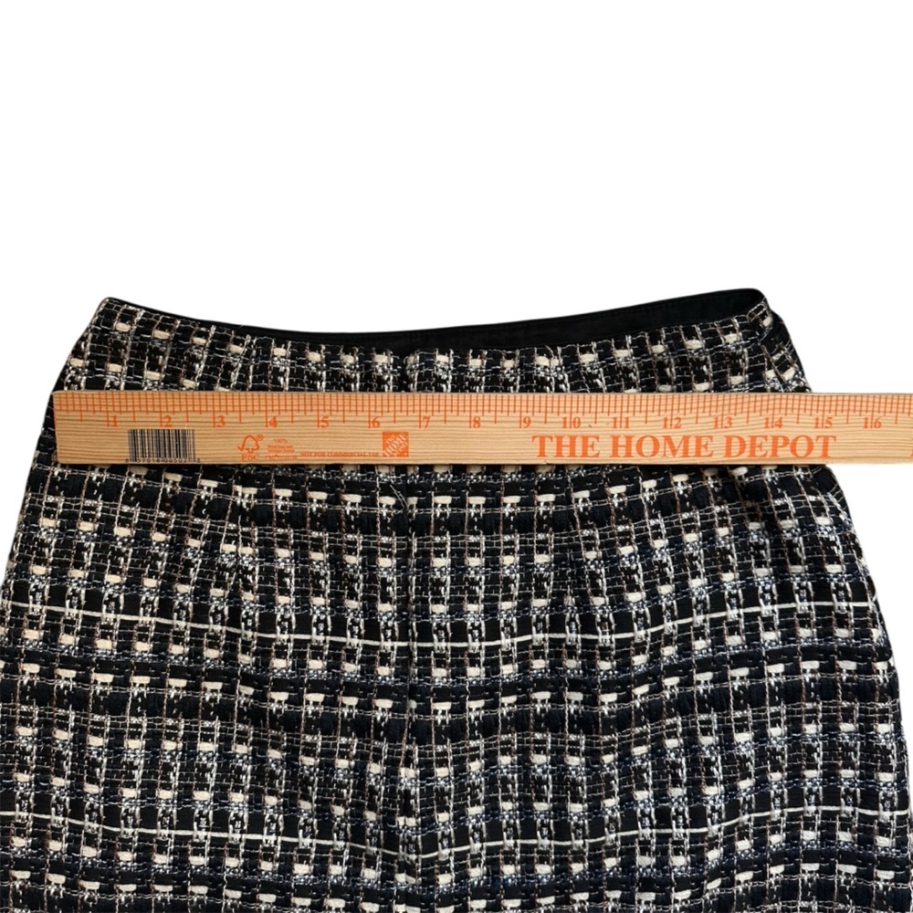 Ann Taylor Petite Tweed Mini Skirt Black White Metallic 2P Button Detail Lined - Picture 4 of 9